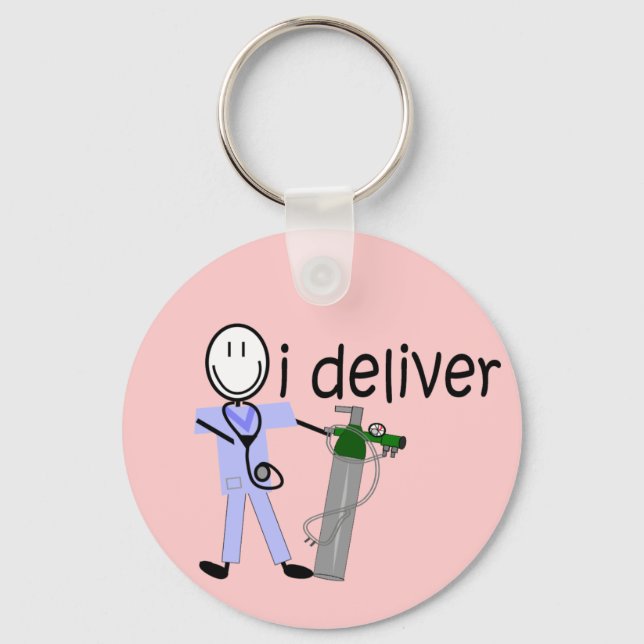 Porte-clés Thérapeute respiratoire "I Deliver" (Oxygène) (Recto)