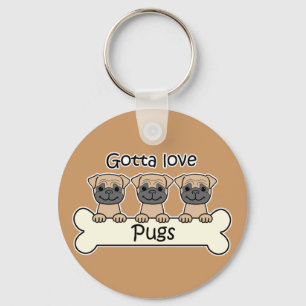 Porte-clés Three Pugs