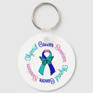 Porte-clés Thyroïde Cancer Survivante Papillon Ruban
