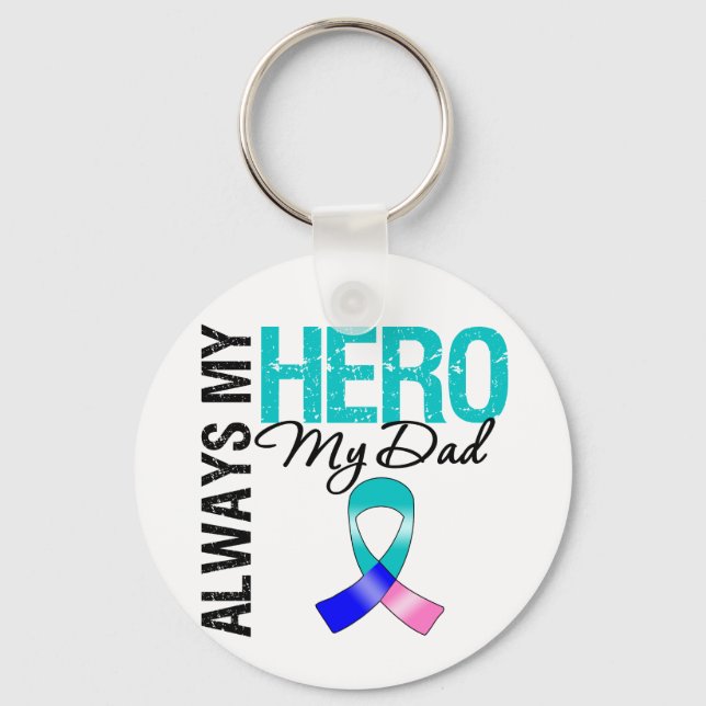 Porte-clés Thyroïde Cancer TOUJOURS MON HÉROS MON PÈRE (Recto)
