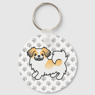 Porte-clés Tibétain Spaniel couleur fauve sablé parti-coloré 