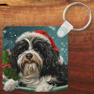 Porte-clés Tibétain Terrier Chien Noël Festif