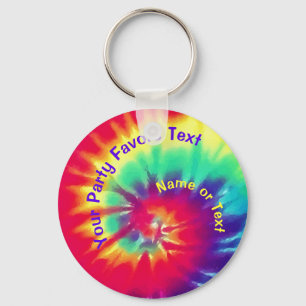 Porte-clés Tie Dye fête d'anniversaire favorise PERSONNALISE