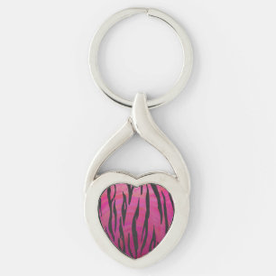 Porte-clés Tiger rose chaud et noir