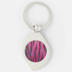 Porte-clés Tiger rose chaud et noir