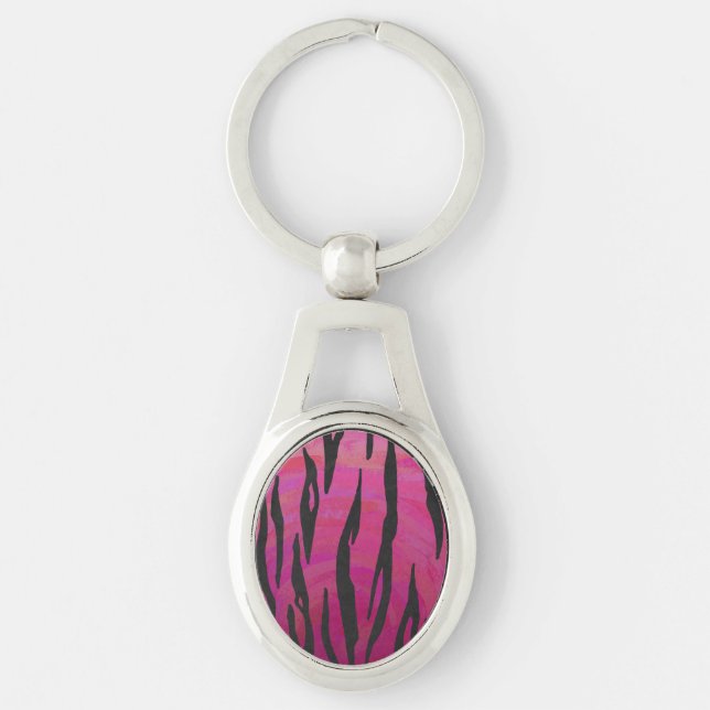 Porte-clés Tiger rose chaud et noir (Devant)