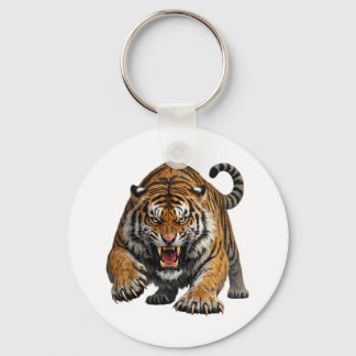 Porte-clés Tigre du Bengale féroce en plein bond Faune