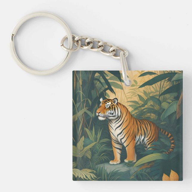 Porte-clés Tigre majestueux dans la Jungle Elégant Art de la  (Devant)