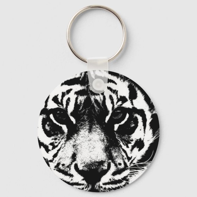 Porte-clés Tigre noir et blanc (Recto)
