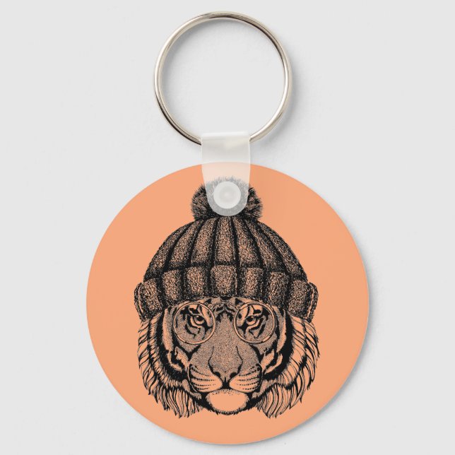 Porte-clés Tigre prêt pour la mode hiver (Recto)