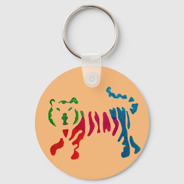 Porte-clés Tigre rayé arc-en-ciel (Recto)