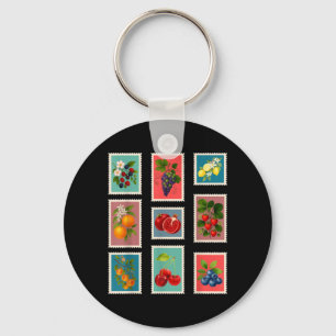 Porte-clés Timbre de fruits d'été Timbre de fruits vintage