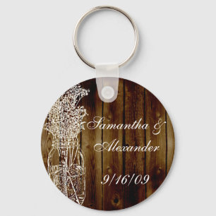 Porte-clés Timbre Mason Jar sur une planche en bois foncé