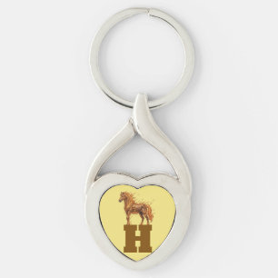 Porte-clés Timbre Sauvage – Art de Chevaux Majestueux en Cour