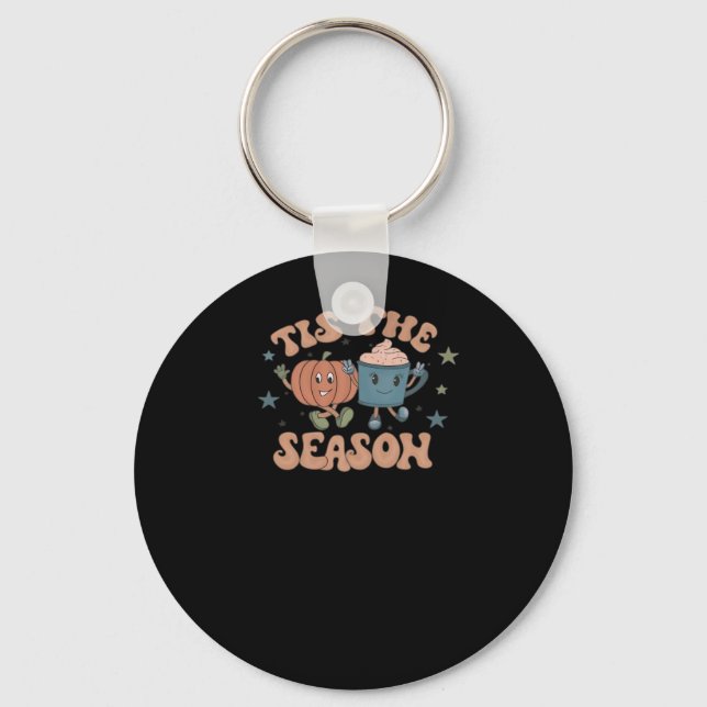 Porte-clés Tis The Season Pumpkin Fall Coffee Retro (Recto)