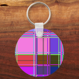 Porte-clés Tissu à motif tartan rose Madras