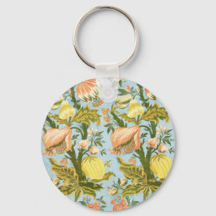 Porte-clés Tissu damassé classique baroque floral fruit