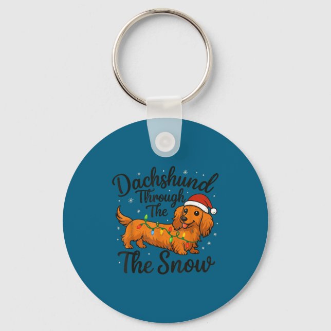Porte-clés Toddler Long Hair Dachshund Through Snow Christmas (Recto)
