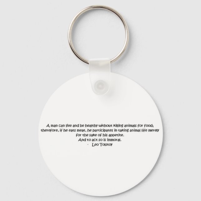 Porte-clés Tolstoï citation végétarienne (Recto)
