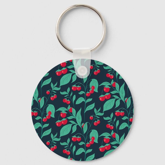 Porte-clés tomates cerises motifs sur les buissons (Recto)