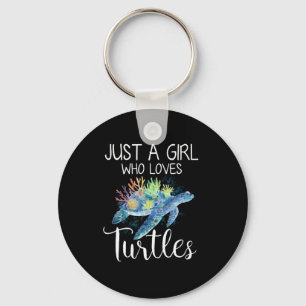 Porte-clés Tortue Aquarelle Océan Mer Juste Une Fille Qui Aim