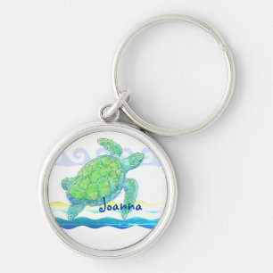 Porte-clés Tortue bleue et verte