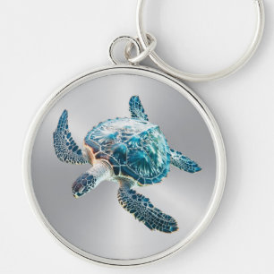 Porte-clés Tortue de mer turquoise scintillante   Côtière