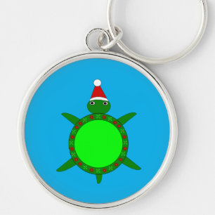 Porte-clés Tortue de Noël mignonne avec coquille de fleurs