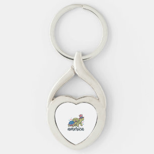 Porte-clés Tortue Patriotique Amérique Gravure Vintage Design