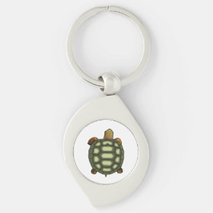 Porte-clés Tortue verte sur fond blanc