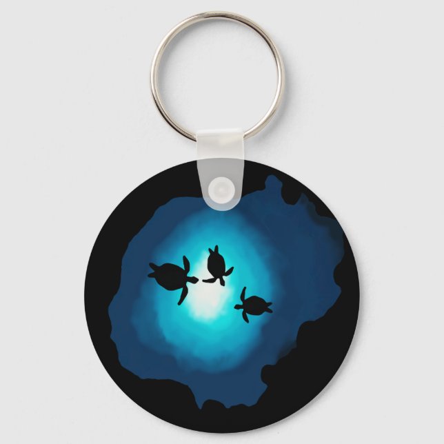 Porte-clés Tortues de natation bleu profond (Recto)