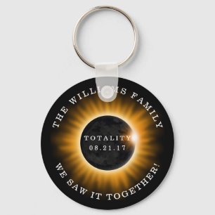 Porte-clés Totalité de la famille Éclipse solaire personnalis