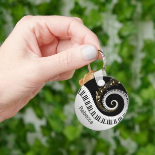 Porte-clés Touches de piano personnalisées et notes de musiqu