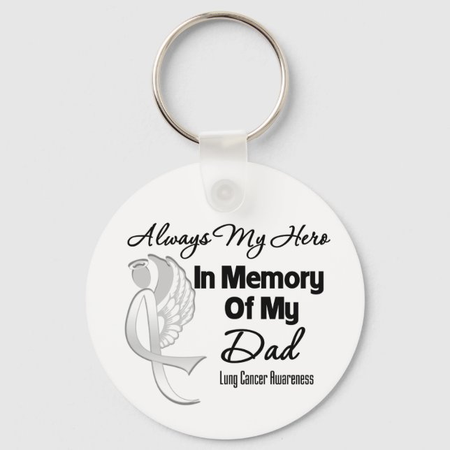 Porte-clés Toujours Mon Héros En Mémoire Papa - Cancer Du Pou (Recto)