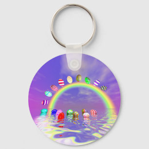 Porte-clés Tour d'oeufs de pâques sur un arc-en-ciel