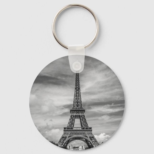 Porte-clés Tour Eiffel noir et blanc Paris France (Recto)