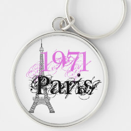 Porte-clés Tour Eiffel Paris rose 50e anniversaire