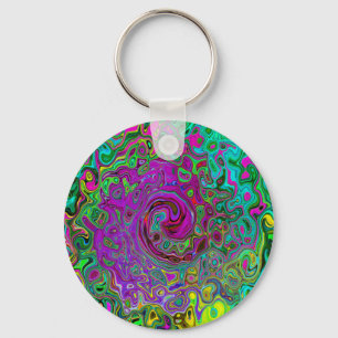 Porte-clés Tourbillonnement Liquide Abstrait Violet Groovy Ré