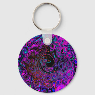 Porte-clés Tourbillonnement Liquide Rétro Noir et Magenta