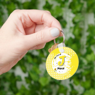 Porte-clés Tournesol à l'aquarelle avec papillons comme jaune