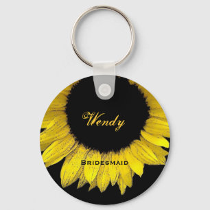 Porte-clés Tournesol jaune E050 de demoiselle d'honneur