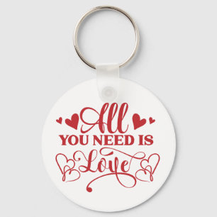 Porte-clés Tout ce dont vous avez besoin est Love Typography 