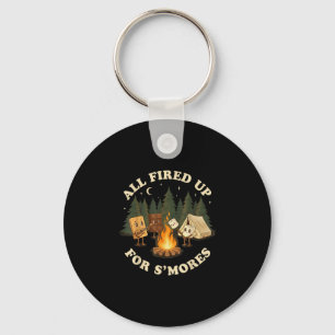 Porte-clés Tout feu pour des smores design de camping drôle
