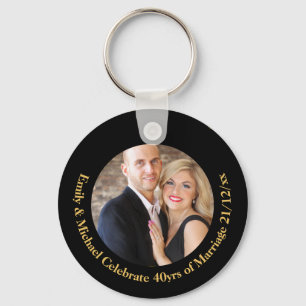 Porte-clés TOUTE PHOTO Mariage D'Anniversaire En Marbre Noir