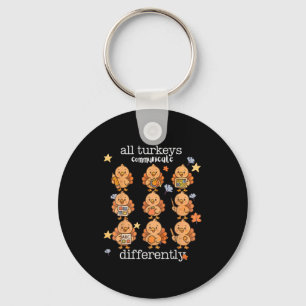 Porte-clés Toutes les dindes communiquent différemment Thanks