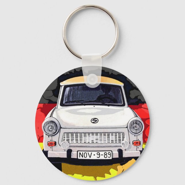 Porte-clés Trabing Car et drapeau allemand, Berlin Wall (Recto)