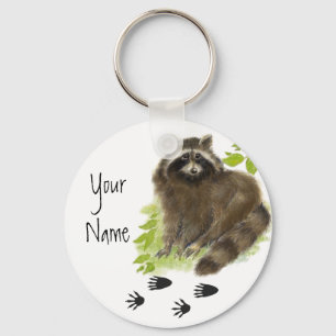 Porte-clés Traces Raccoon Cute Personnalisées