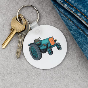 Porte-clés Tracteur Bleu Vintage Vie de Ferme