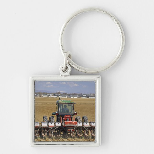 Porte-clés Tracteur tirant un planteur de maïs de graine (Devant)