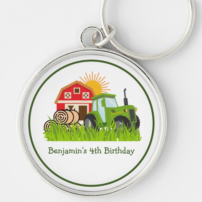 Porte-clés Tracteur vert | Boys Thématique fête d'anniversair (Devant)